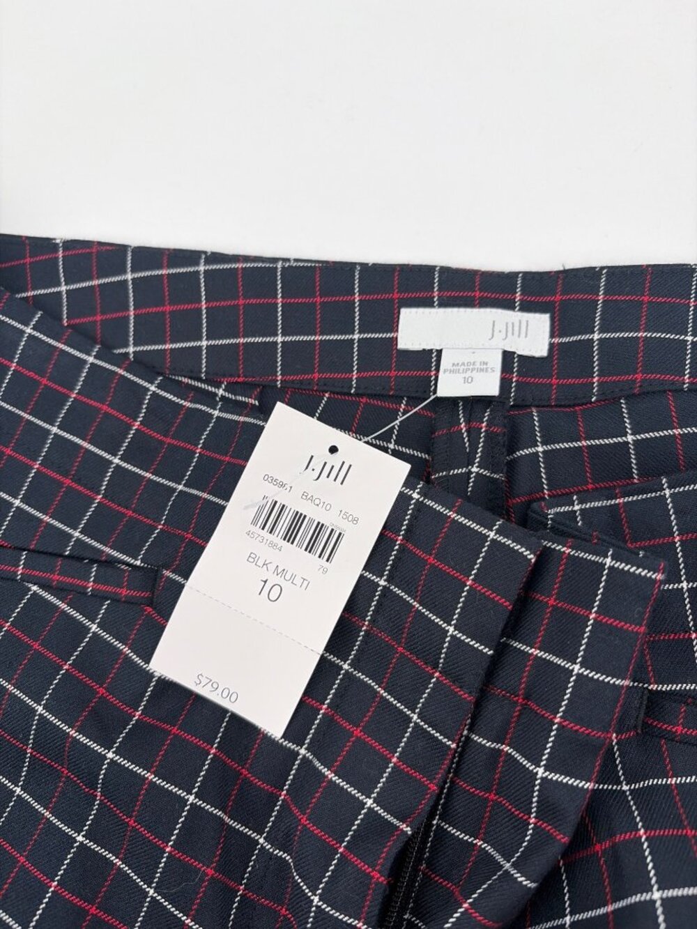 NWT J. Jill Womens 10 Academia Windowpane Plaid Ankle Pants Black Classic Career - Picture 3 of 9